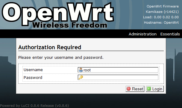 OpenWRT login