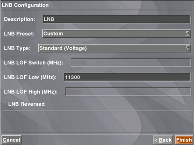 MythTV DVB-S Capture Card Setup LNB Configuration