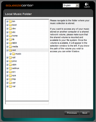 SqueezeCenter - Local music folder