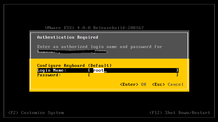 VMWare ESXi 4.0 Authentication Required Prompt