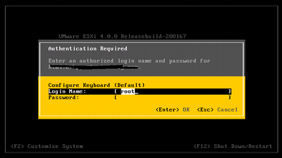 VMWare ESXi 4.0 Authentication Required Prompt