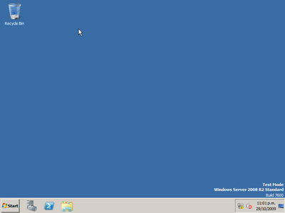 Windows Server 2008 desktop with 'Test Mode' active