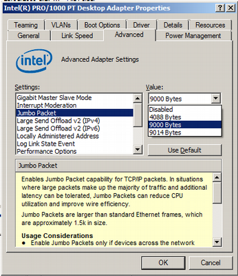 Intel(R) PRO/1000 PT Desktop Adapter Properties - Advanced Adapter Settings Intel(R) PRO/1000 PT Desktop Adapter Properties - Advanced Adapter Settings