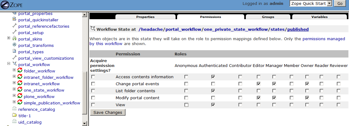 One State (private) Workflow Permissions