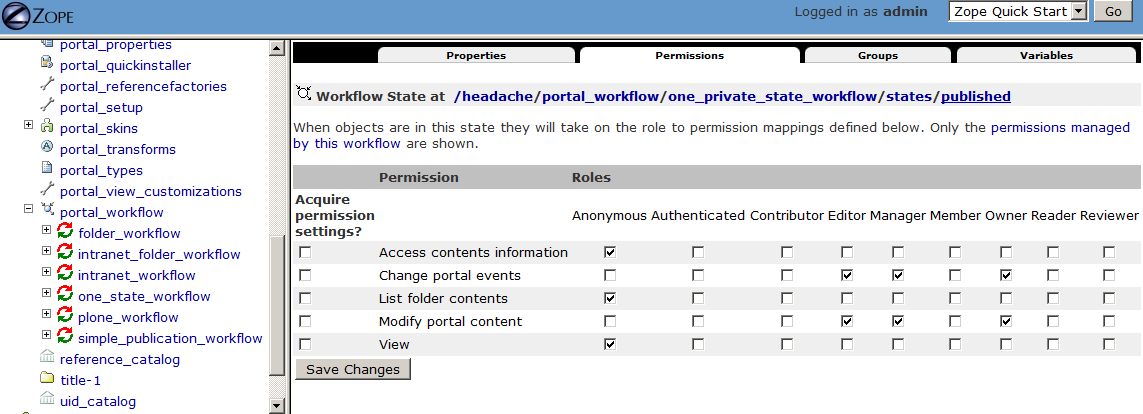 One State (public) Workflow Permissions