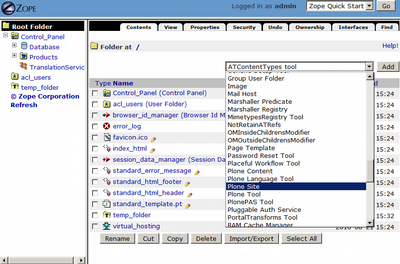 Zope Add A Plone Web Site