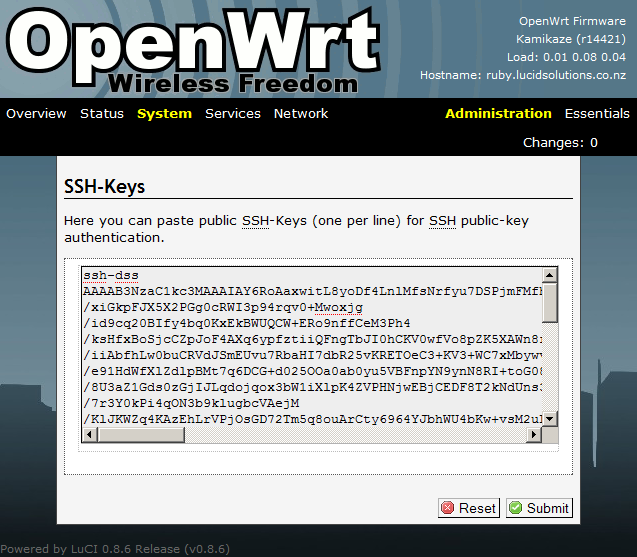 OpenWRT - System - SSH-Keys