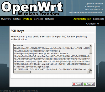 OpenWRT - System - SSH-Keys