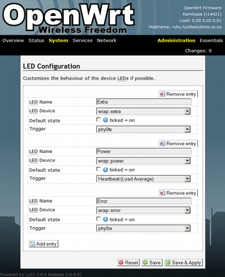 OpenWrt - System - LED Configuration